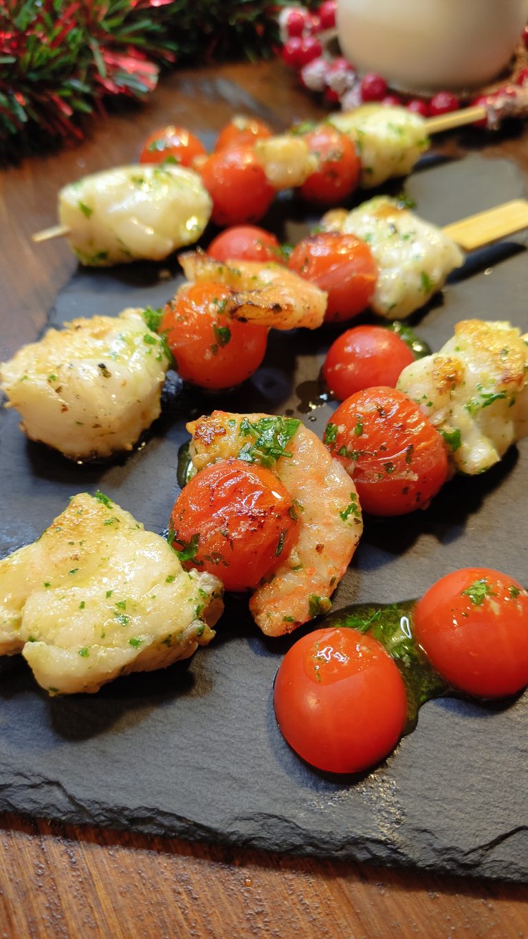 Brochetas De Rape Y Langostinos