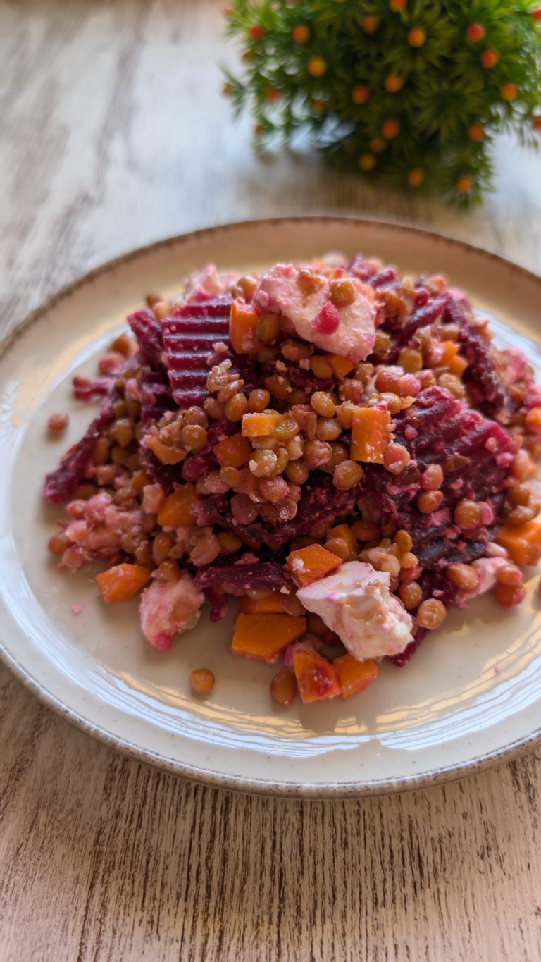 Ensalada De Lentejas, Remolacha Y Queso Feta